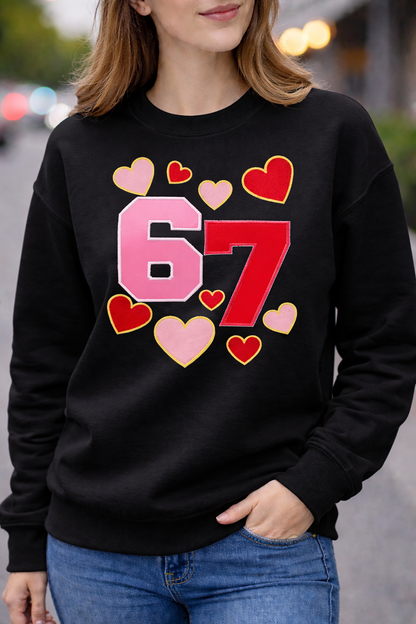 Valentine’s Appliqué & Embroidered 67 Sweatshirt