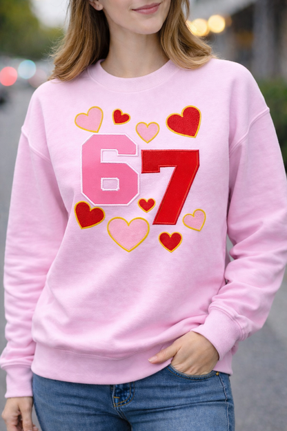 Valentine’s Appliqué & Embroidered 67 Sweatshirt