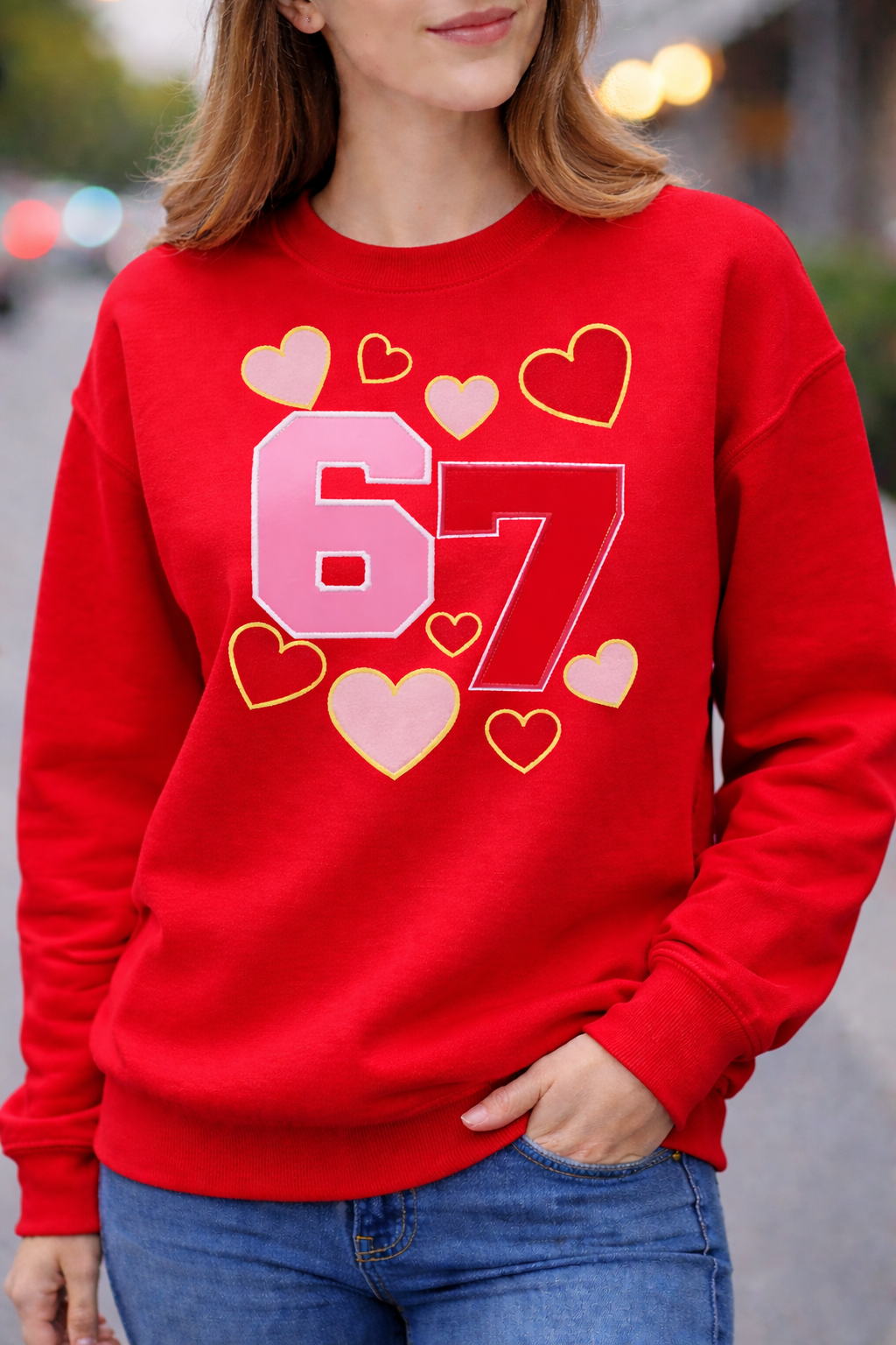 Valentine’s Appliqué & Embroidered 67 Sweatshirt