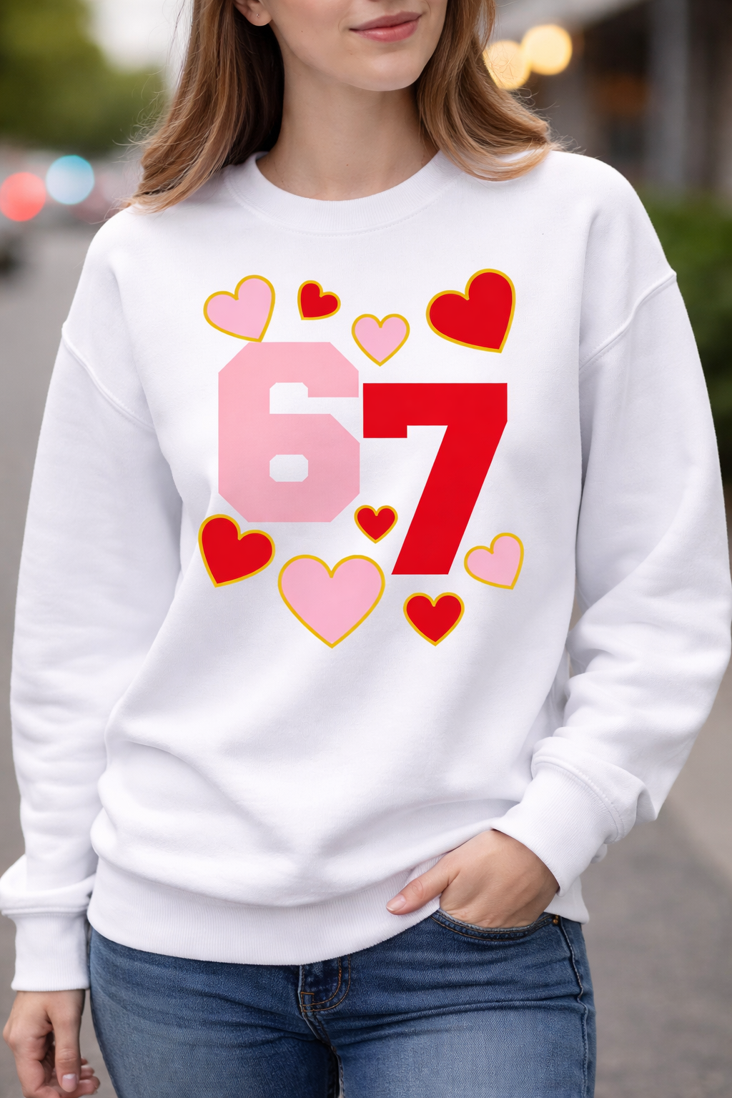 Valentine’s Appliqué & Embroidered 67 Sweatshirt